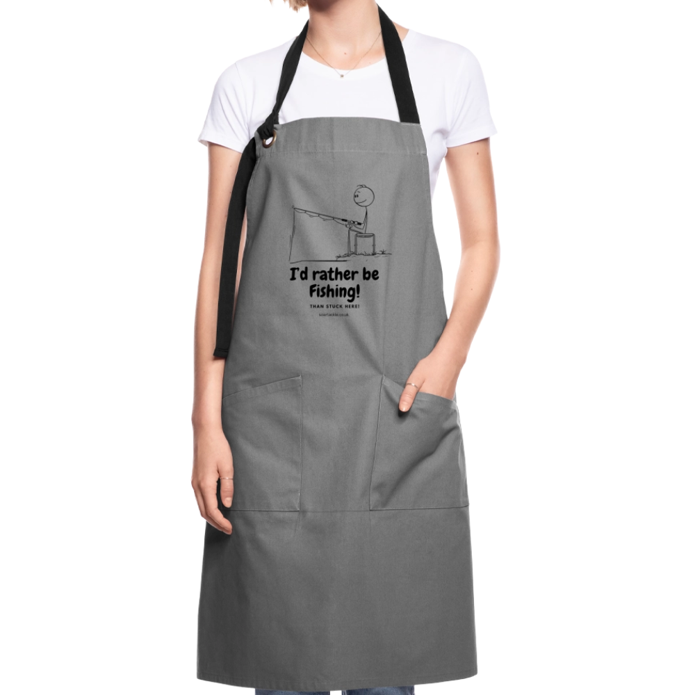 I'd rather be fishing Apron! - grey/black