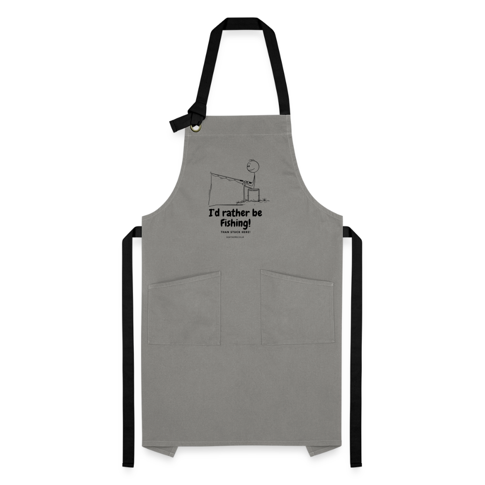 I'd rather be fishing Apron! - grey/black