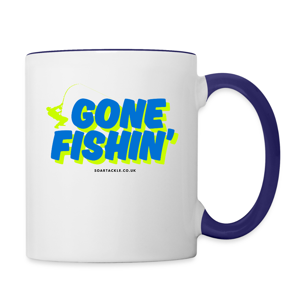 Gone Fishing Mug - white/cobalt blue