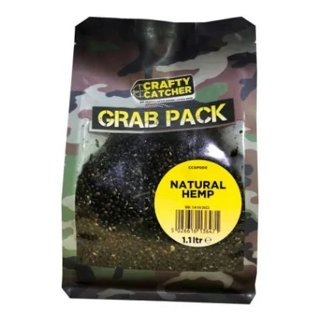Crafty Catcher hemp grab pack natural hemp for coarse fishing in camo packaging 1.1 litre