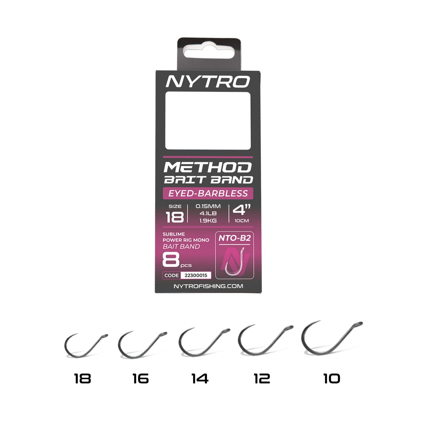 Nytro Pre Tied B2 Method Hooks with Bait Bands