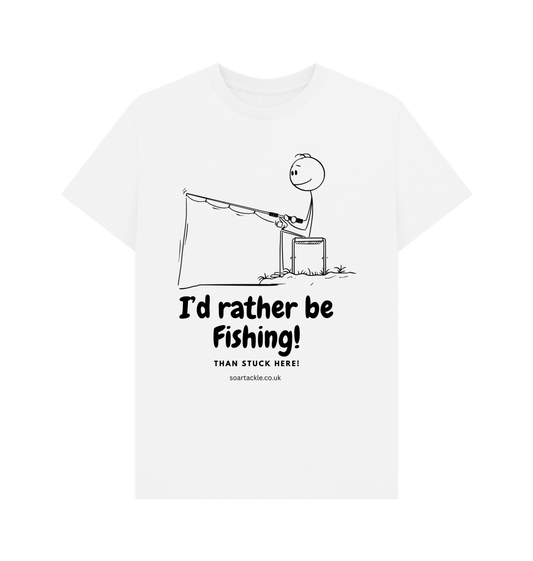 Mens White Id rather be fishing Printed T-shirt by Soar Tackle