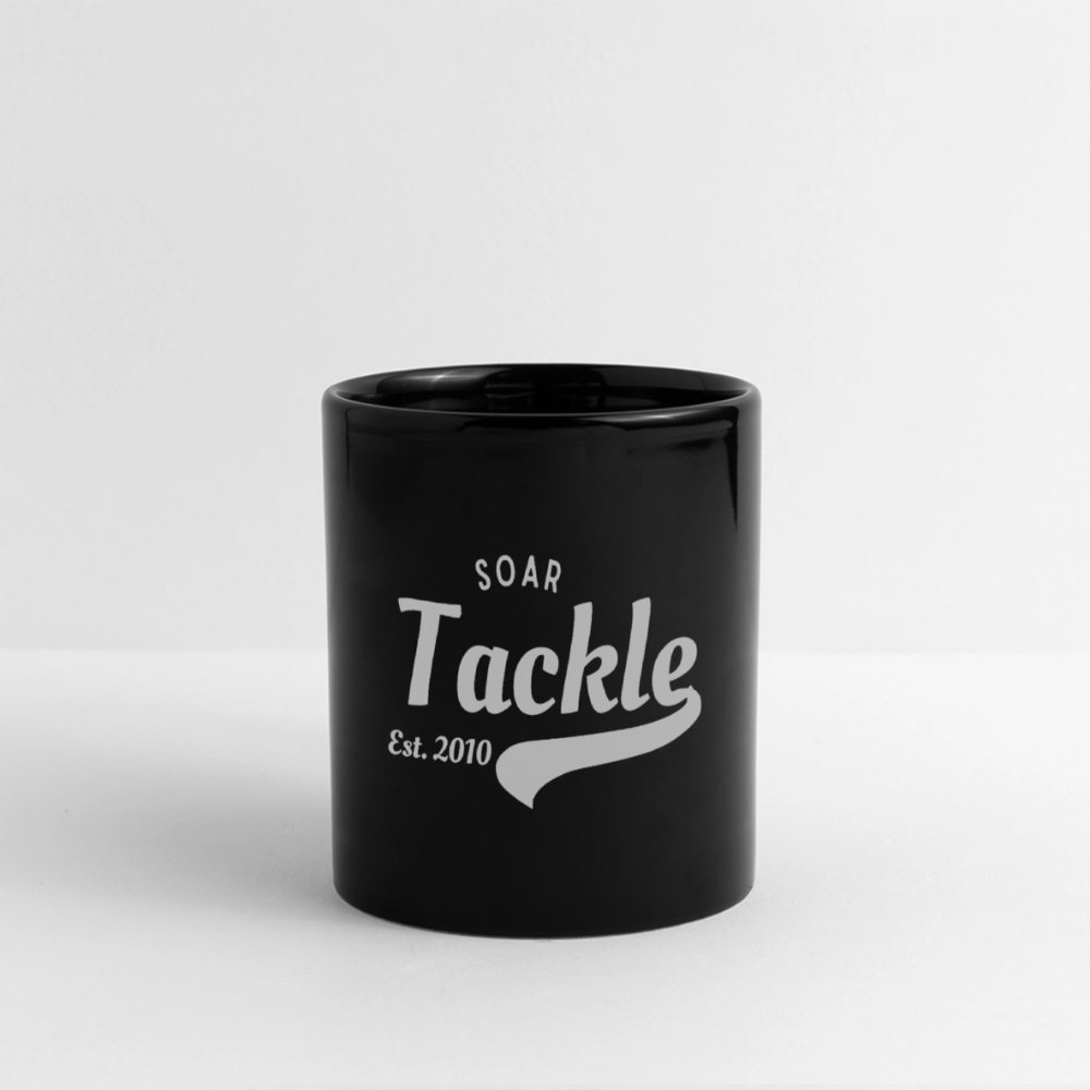Full Color Panoramic Mug black gloss with white Soar Tackle Est 2010 logo wraparound print by Spreadconnect