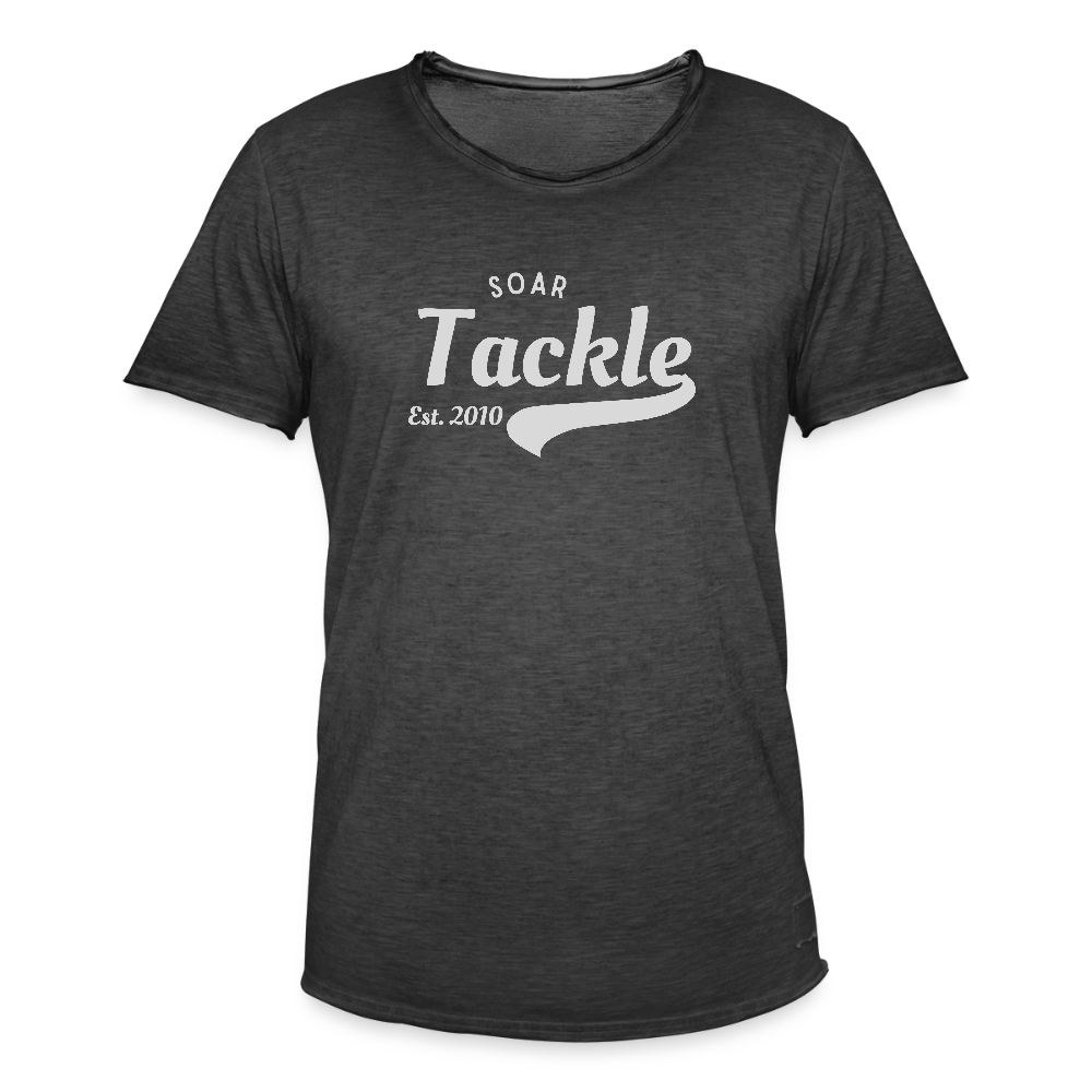 Mens vintage charcoal T shirt by  with Soar Tackle Est 2010 print ideal unique gift for anglers