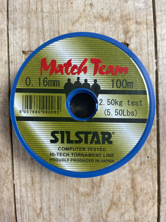 Silstar Match Team coarse fishing line 0.16mm diameter 100m length with 2.50kg test strength on spool