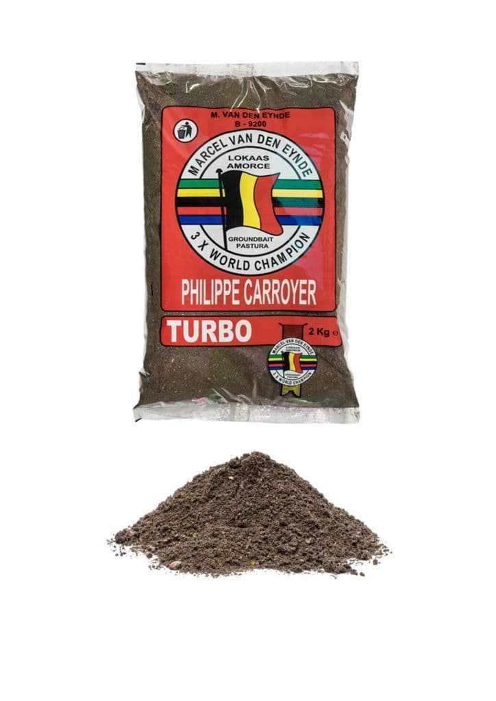 Van Den Eynde Turbo groundbait in a 2kg bag with loose groundbait on the side