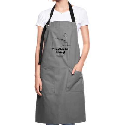 I'd rather be fishing Apron! - grey/black