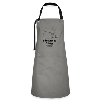 I'd rather be fishing Apron! - grey/black