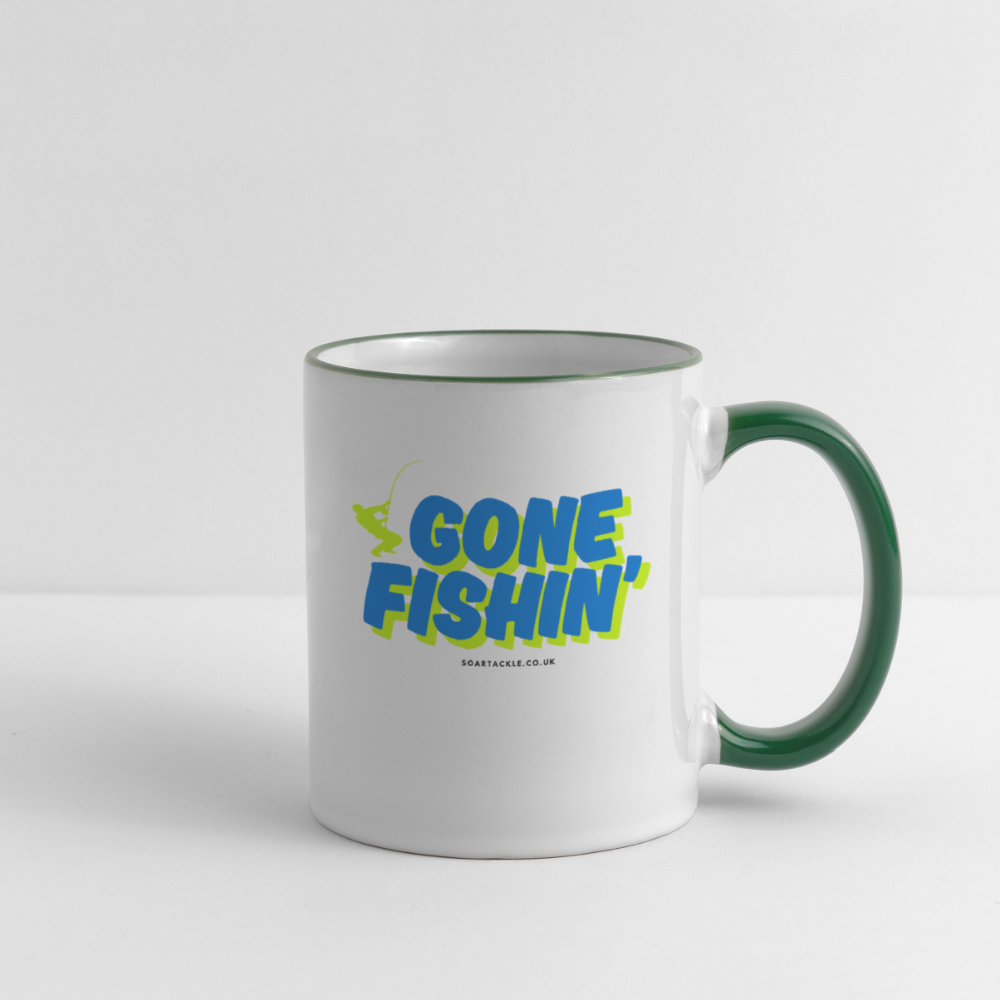 Gone Fishing Mug - white/dark green