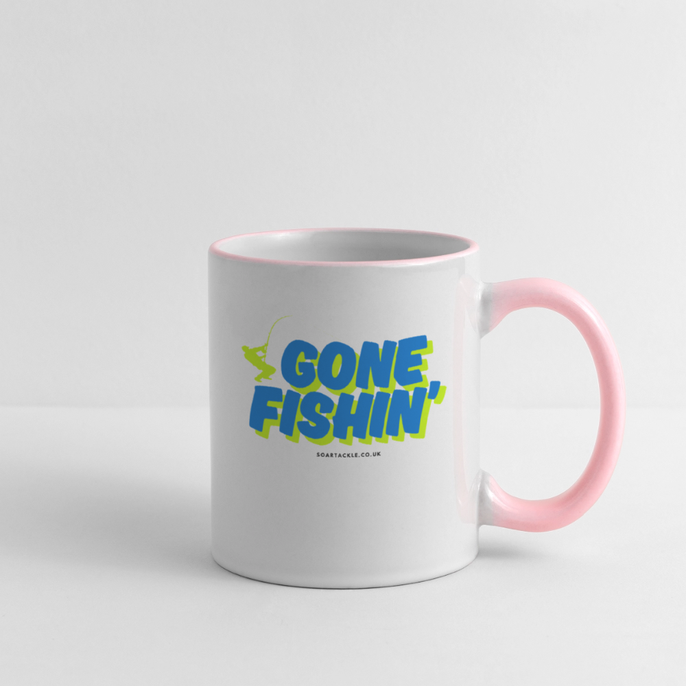 Gone Fishing Mug - white/pink