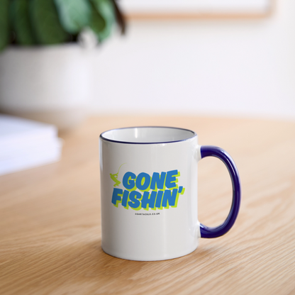 Gone Fishing Mug - white/cobalt blue