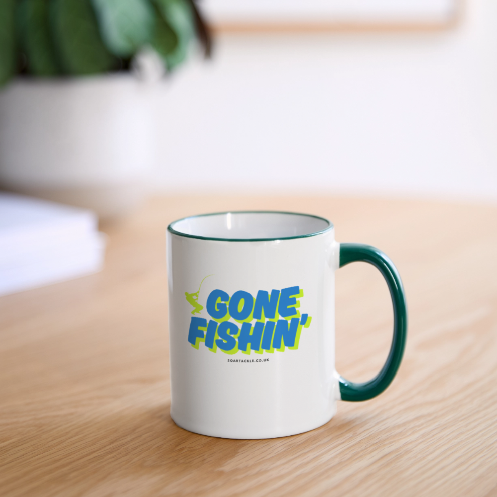 Gone Fishing Mug - white/dark green