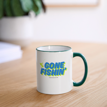 Gone Fishing Mug - white/dark green