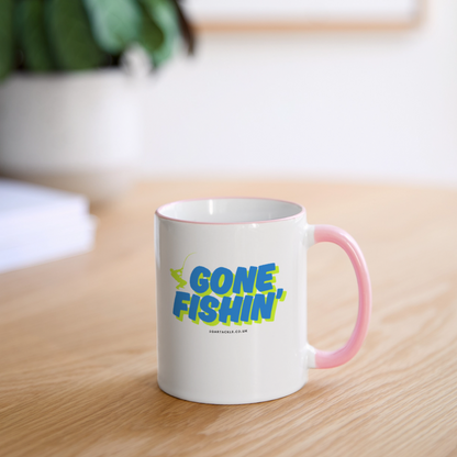 Gone Fishing Mug - white/pink