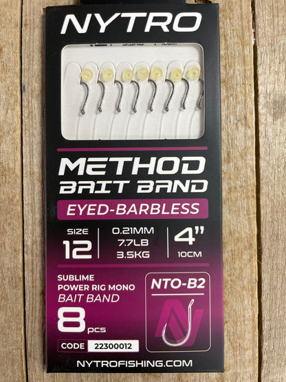 Nytro Pre Tied B2 Method Hooks with Bait Bands