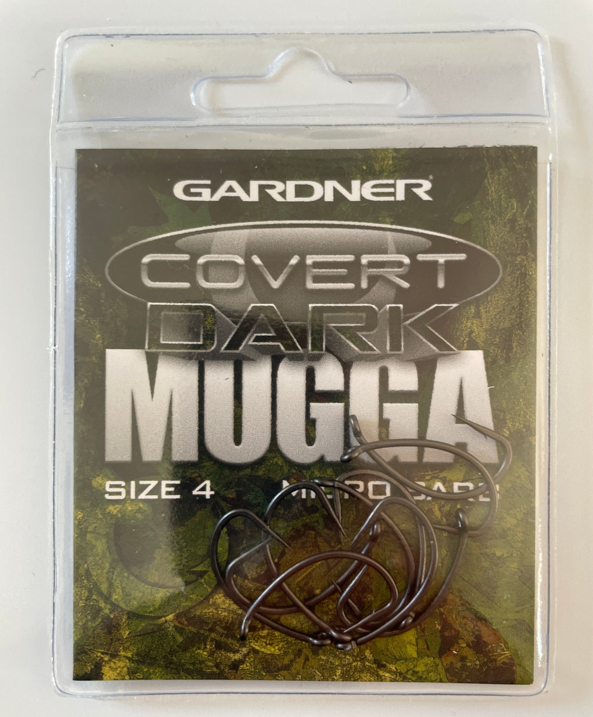 Size 4 micro barbed Gardner dark mugga hooks