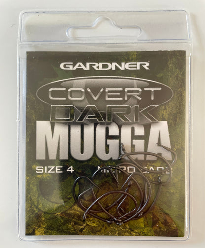 Size 4 micro barbed Gardner dark mugga hooks