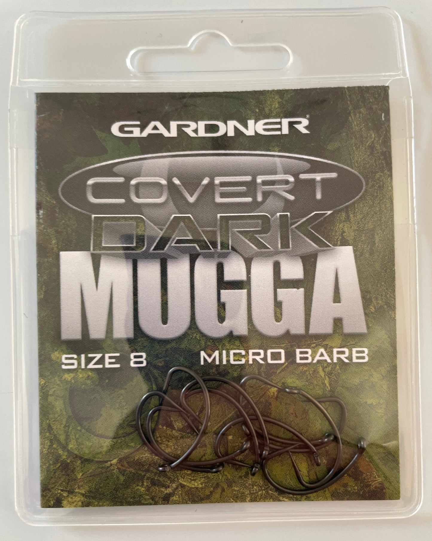 Gardner covert dark mugga hooks size 8 barbed