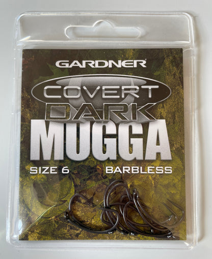 Gardner size 6 mugga hooks covert dark at Soar Tackle