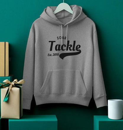 Soar Tackleunisex hoodie in grey hanging up