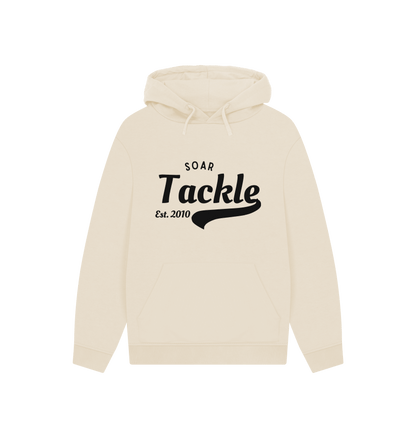 Soar Tackle Oat colour unisex hoodie with retro style logo
