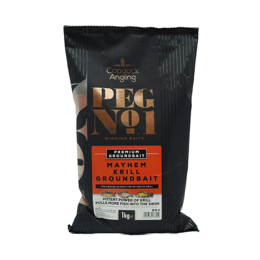 Peg No1 Mayhem krill groundbait 1kg bag for coarse fishing with potent krill attraction