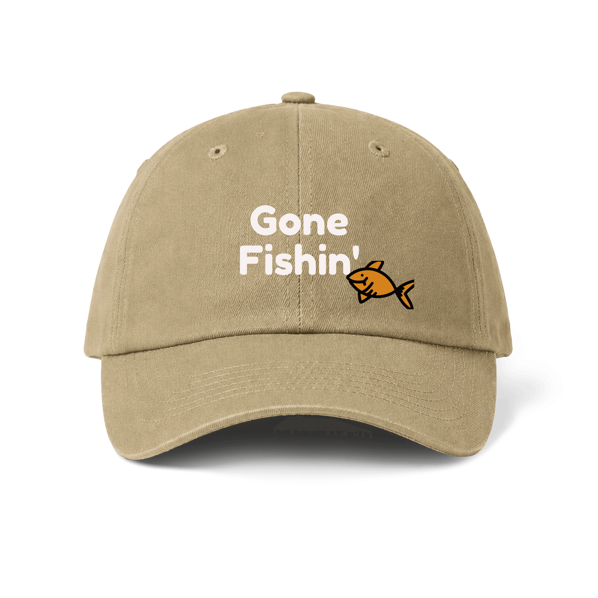 Gone Fishin baseball cap in desert sand colour by Soar Tackle