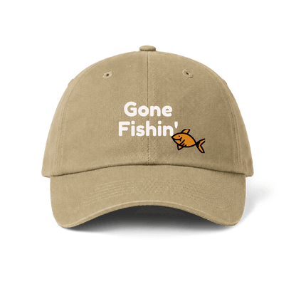 Gone Fishin baseball cap in desert sand colour by Soar Tackle