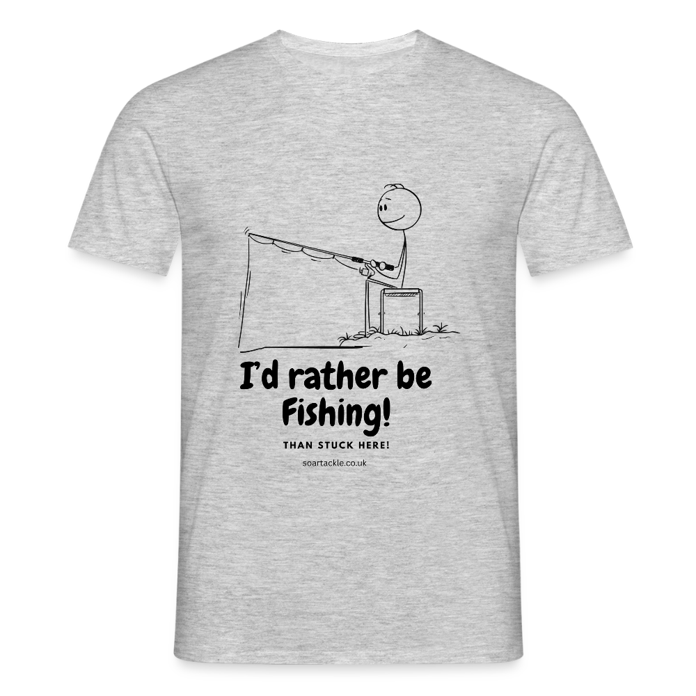 Men's Gildan I'd rather be fishing t-shirt with a humorous fishing graphic design