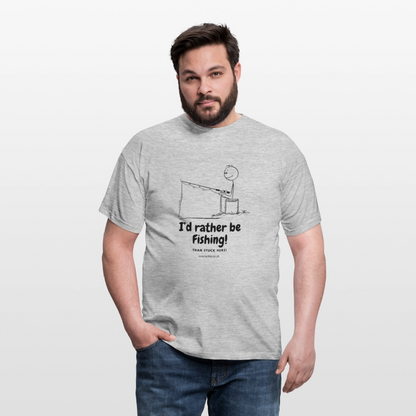 Men's Gildan I'd rather be fishing t-shirt in grey featuring a fun fishing graphic