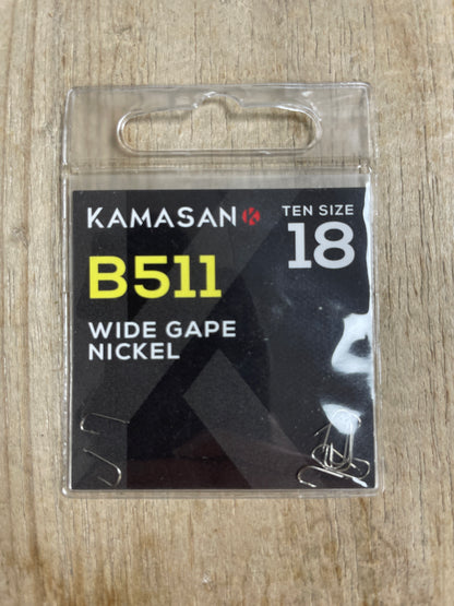 Kamasan B511 size 18 wide gap nickel hooks