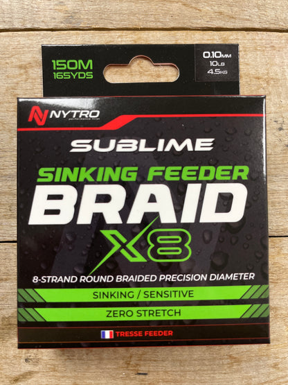 Nytro Sublime X8 Sinking Feeder Braid  0.10mm 150m