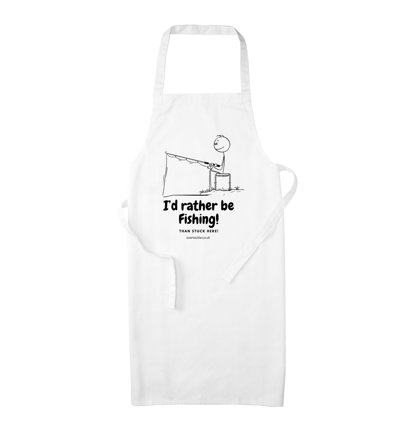 White Apron with Id rather be fishing on the front