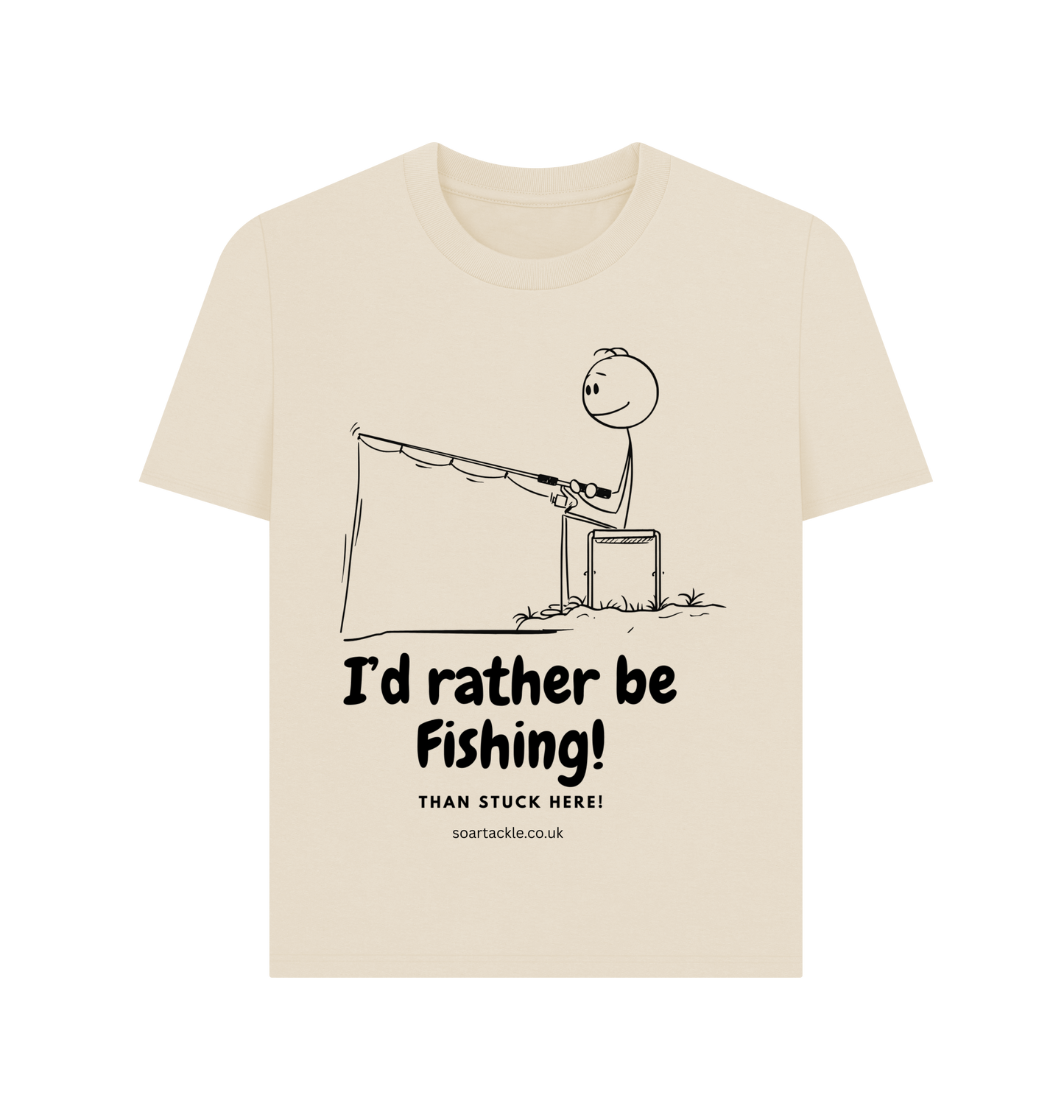 Ladies Oat colour Id rather be fishing Printed T-shirt Front Soar Tackle