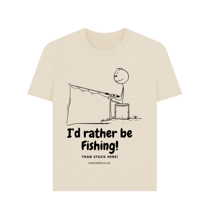 Ladies Oat colour Id rather be fishing Printed T-shirt Front Soar Tackle