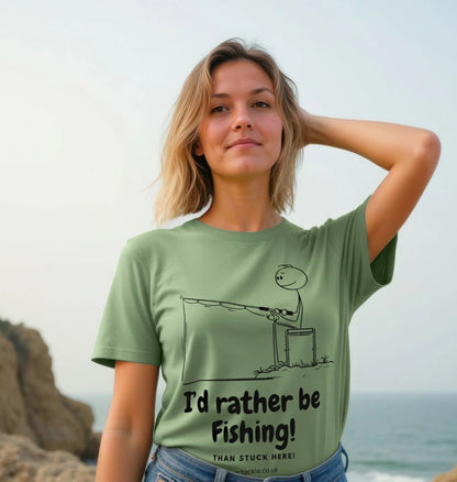 Ladies Id rather be fishing shirt in sage green by Soar Tackle