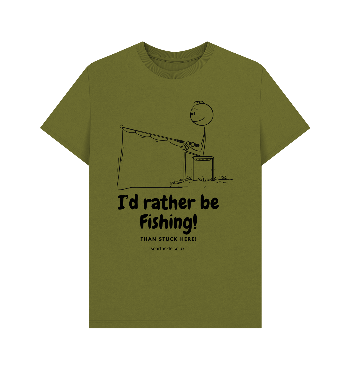 Mens Moss Green Id rather be fishing Printed T-shirt by Soar Tackle