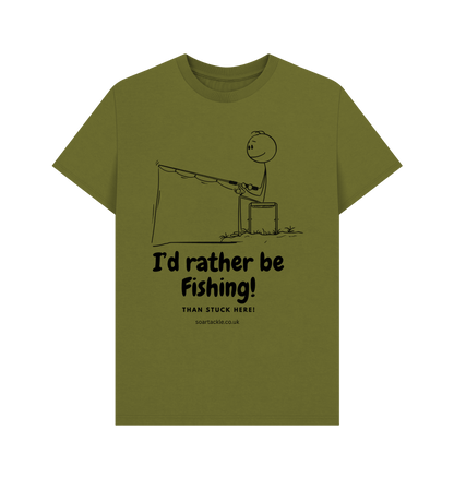 Mens Moss Green Id rather be fishing Printed T-shirt by Soar Tackle