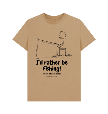 Mens Sand colour Id rather be fishing  Printed T-shirt by Soar Tackle